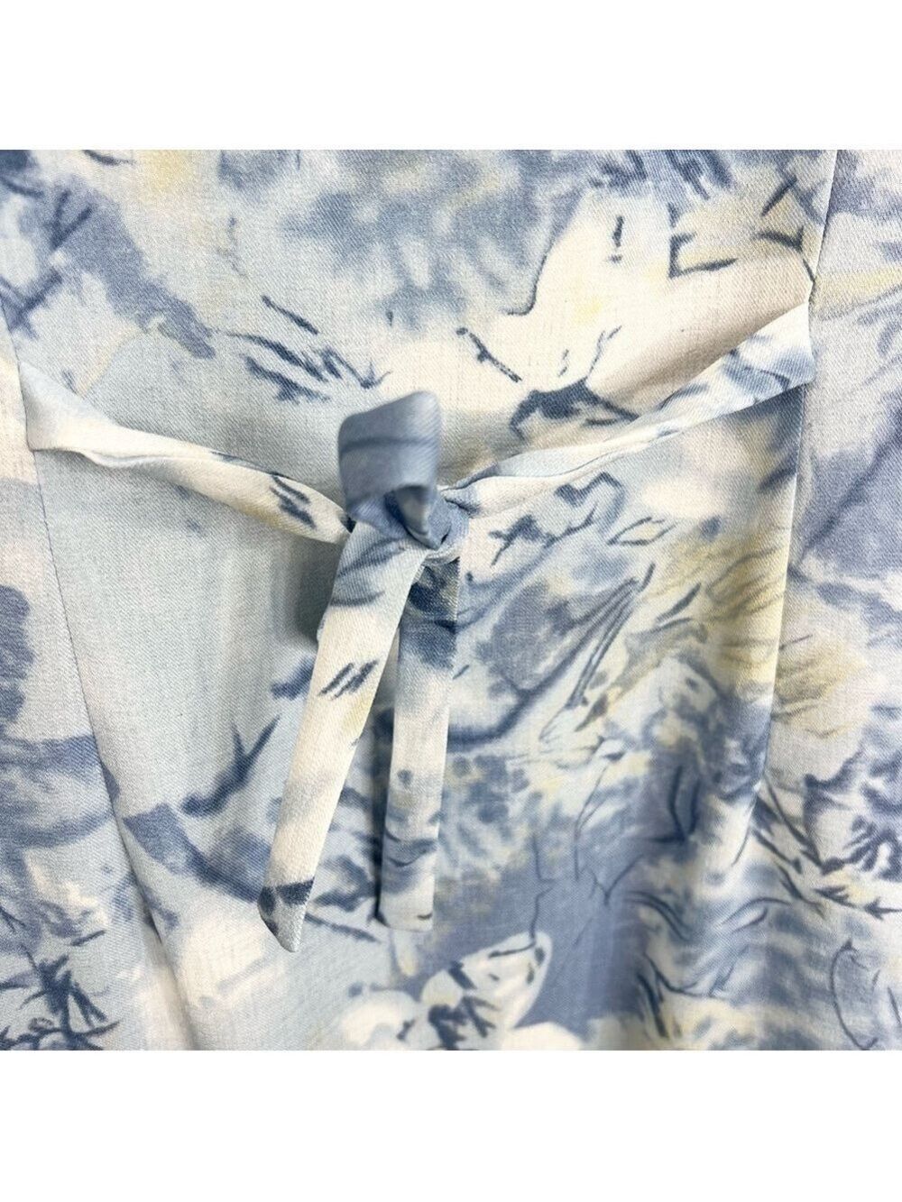 Vintage 80s 90s blue white abstract floral sleeveless long maxi shift dress 14 - Picture 9 of 11